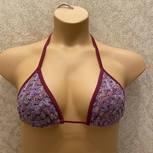 Xhilaration Multicolored Crocheted Paisley Bikini Top