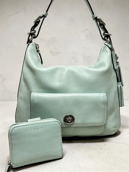 COACH Legacy Courtney Hobo w/Matching Compact Wallet in Mint