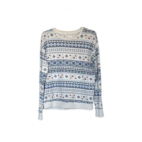 Lauren Conrad Intimates Long Sleeve Top Blue White Pink Design Women’s XS