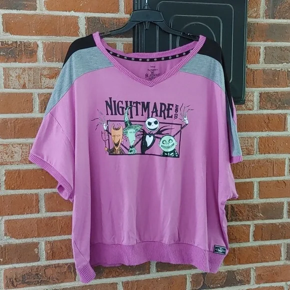 Disney Nightmare Before Christmas Short Sleeve Pajama Top Size 3X