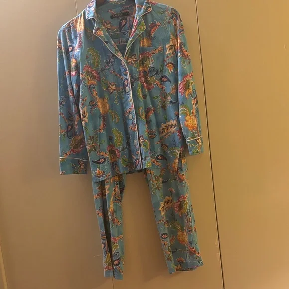 Lauren Ralph Lauren Floral Monogrammed Pajama Set Small