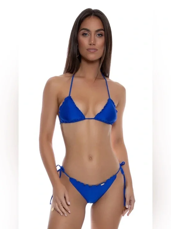 Luli Fama Royal Blue Triangle Tie Bikini Top