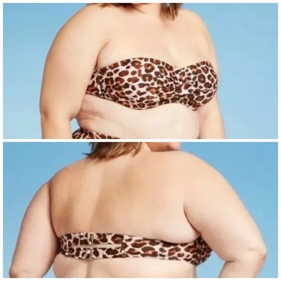 16W 18W Kona Sol Animal Print Twist Front Bikini Swim Top Plus Size