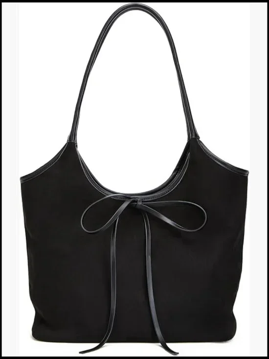 Vintage French Bow Tote Bag Large Capacity Hobo Shoulder Satchel Purse Chic