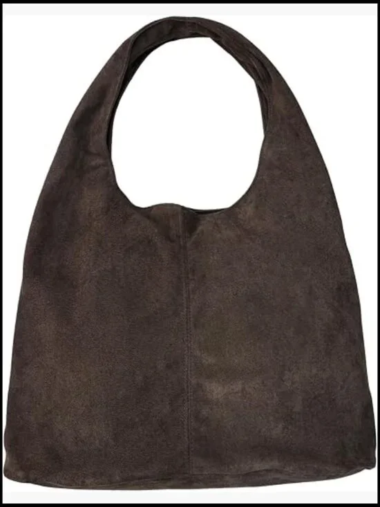 Faux Suede Slouchy Crescent Hobo Bag Shoulder Purse Trendy Vegan Handbag