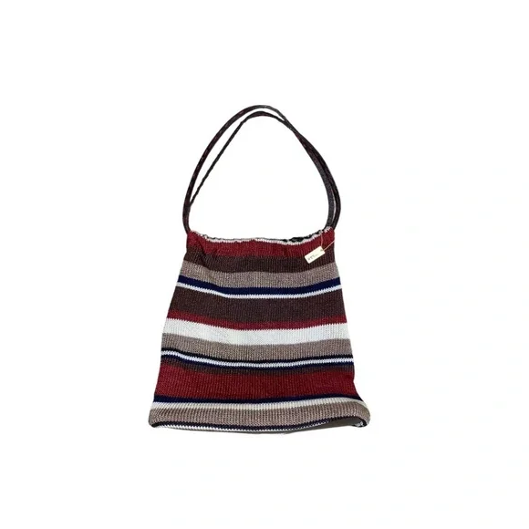 The Sak Elliott Lucca Brown/Multicolor Striped Hand Crochet & Leather Hobo Purse