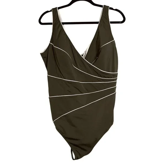 NWT Delimira One Piece Swimsuit Dark Olive Size 20 New