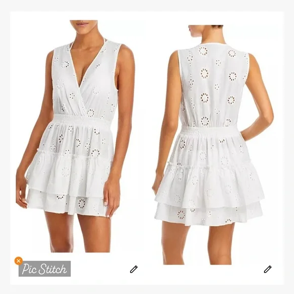 Aqua Swim Ivory Eyelet Tiered Cover Up Dress