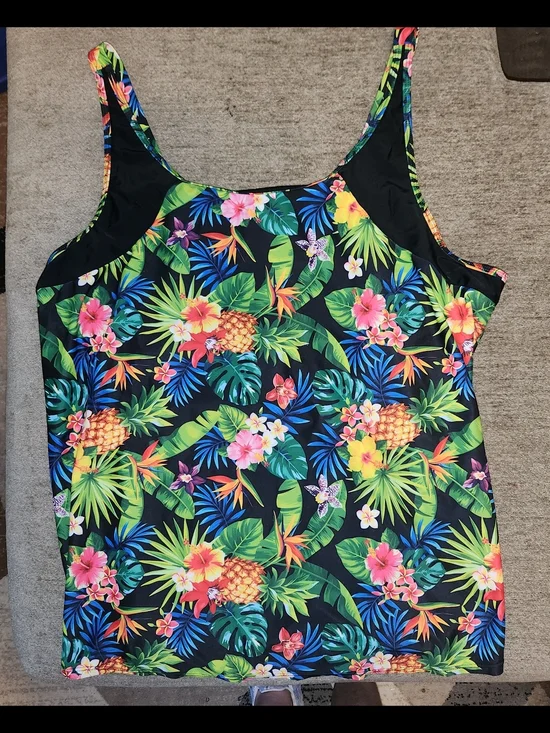 Anna Tropical Pineapple Floral One-Piece - Black, Green, Yellow, Pink, Blue