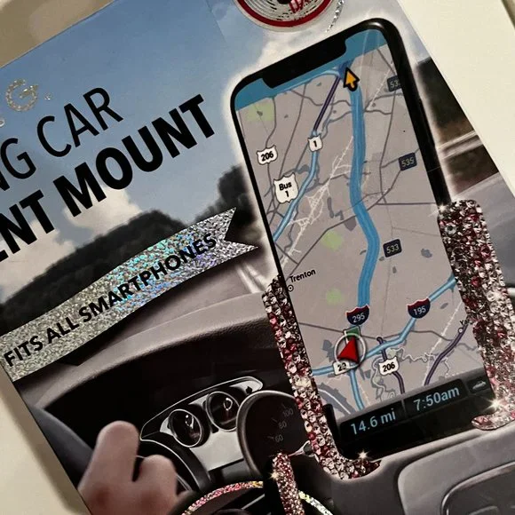Pink and White Crystal Bling Car Vent‎ Phone Mount (new) (w/a/x)