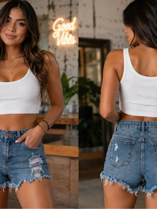 Almost Famous Distressed Denim Shorts