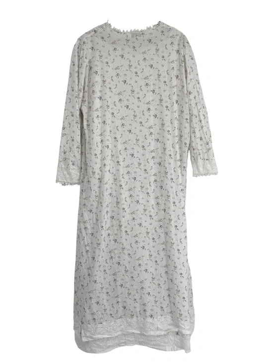 The 1 for U You Rosalind Long Cotton Robe /Gown Set Lilac Rose Lace Size XL/XXL