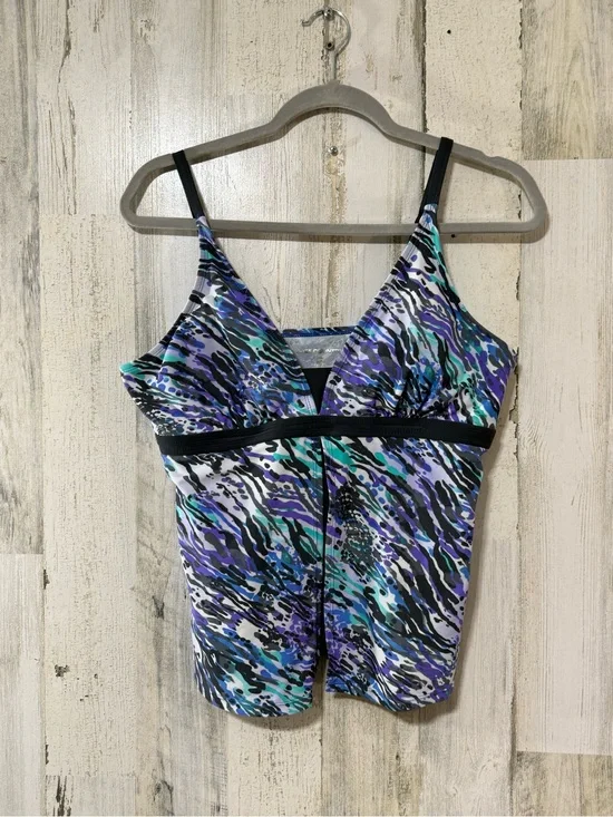Free Country Blue and Purple Abstract Swim Tankini Top