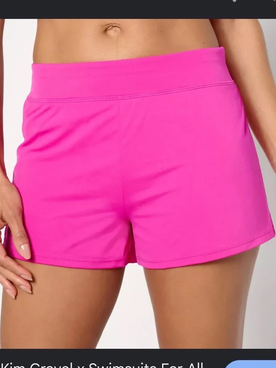 Kim Gravel x Swimsuits For All hot pink swim shorts lined size 16