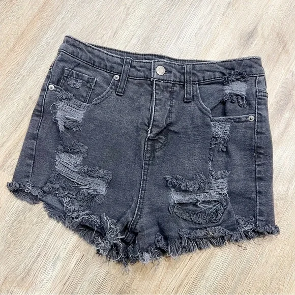 Mossimo Black Distressed Denim Shorts