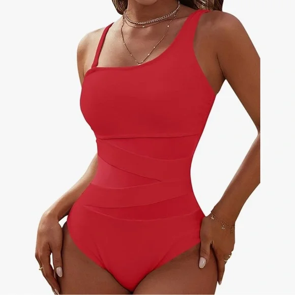 206 NWT Blooming Jelly Sexy One Piece One Shoulder Mesh Cut Out Swimsuit - Small