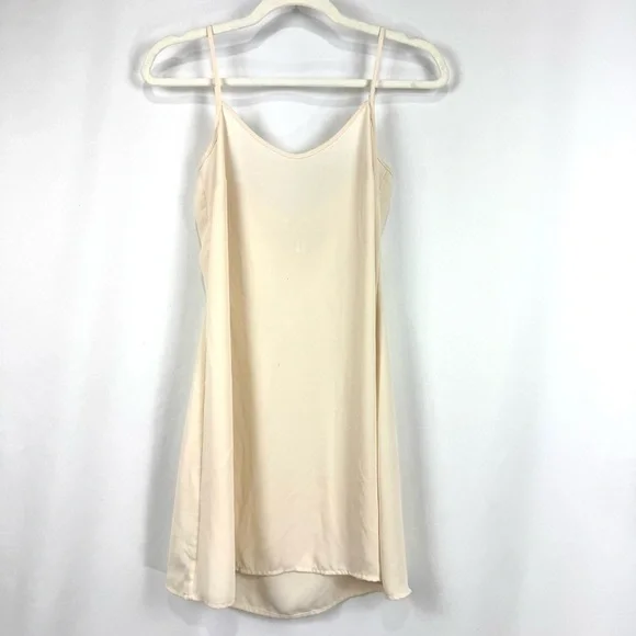 Saloni Women’s Sz 0 Nude Tan Intimate Night Mini Chemise Slip Dress Sleepwear