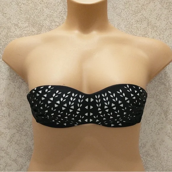 Cape Juby Black and White Laser Cut Bikini Top