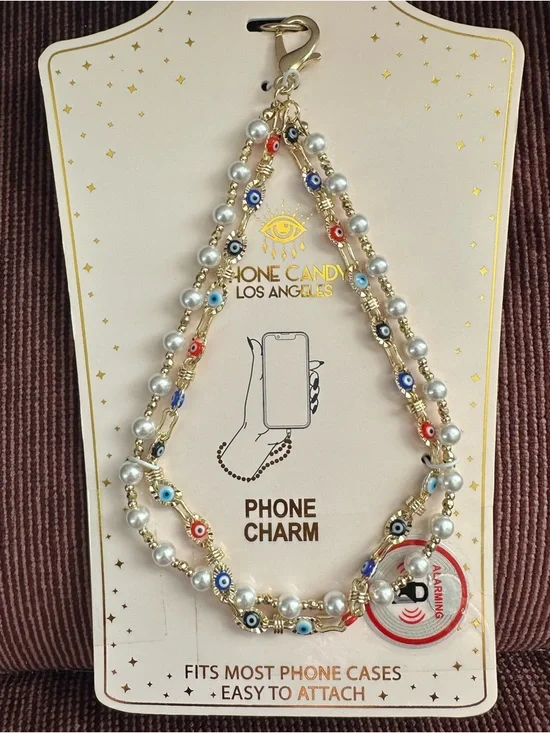 NEW Phone Candy Los Angeles Pearl & Evil Eye Phone Charm