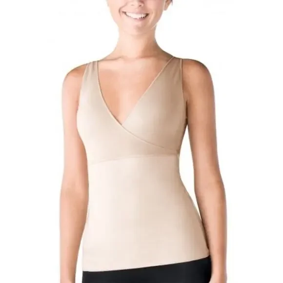 NWT Spanx Hide & Sleek Criss Cross Cami 2X Beige Tan Body Shaping Slimming Top