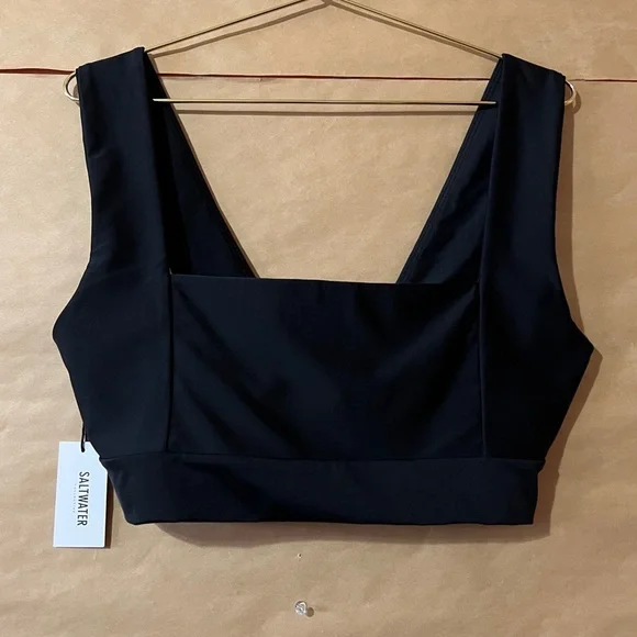 Saltwater Collective NWT Josi Top Swimsuit Bikini Top Square Neck Black Size XL