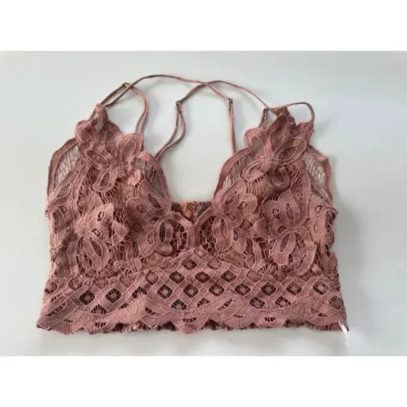 Free People Adella Lace Bralette Mauve Pink Women's Medium