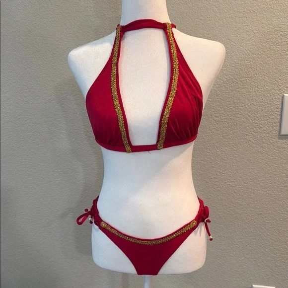 Koki Swimwear Elegant Red and Gold Women's Bikini