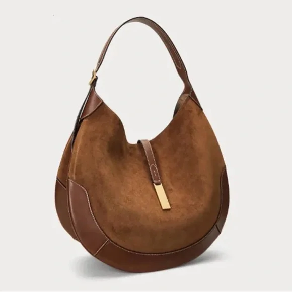 NWOT Brown Suede & Leather Bag