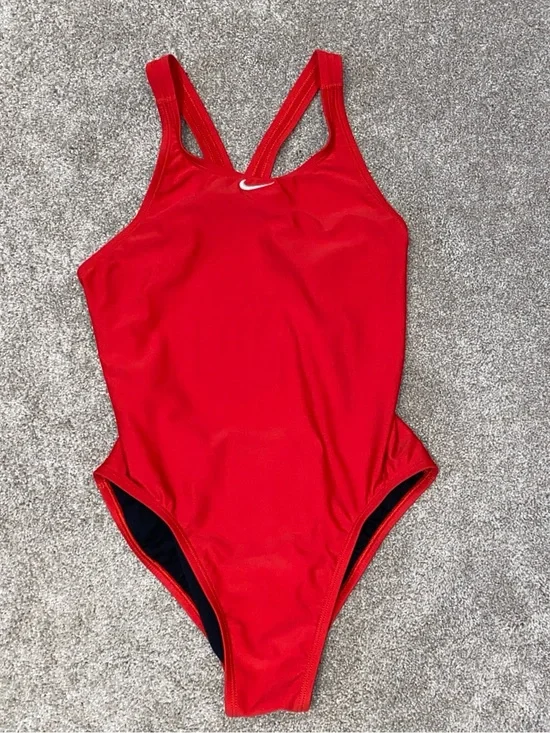 Nike Bathing Suit Red One Piece Woman’s Size 10 Swimsuit Beach Summer Pool