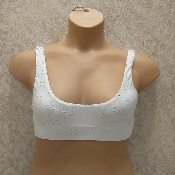 SHEIN White Eyelet Bikini Top