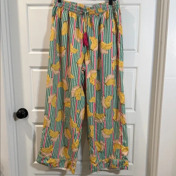 Multicolor Satin Banana Stripe pants  L/XL