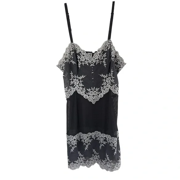 WACOAL Embrace Lace Sheer Mesh Chemise Slip Y2K Romantic Coquette Lingerie Sz L