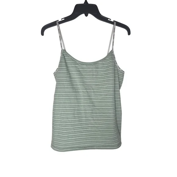 Calvin Klein Womens XL Sage Green White Striped Pajama Set Cami Shorts QP13910