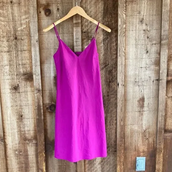 Silk-blend V-neck Spaghetti Strap Slip Chemise Nightgown