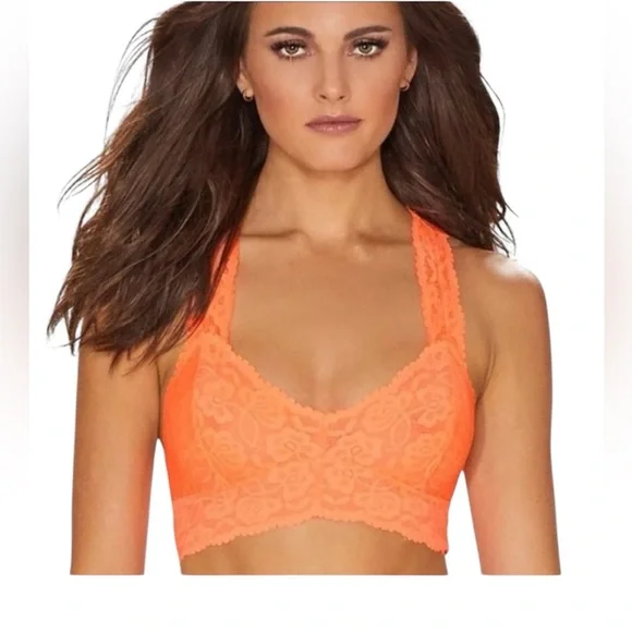 Free People Orange Galloon Lace Racerback‎ Bralette Size Small