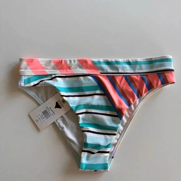 BILLABONG, NWT, Maui Rider Striped Multicolor‎ Bikini Bottom