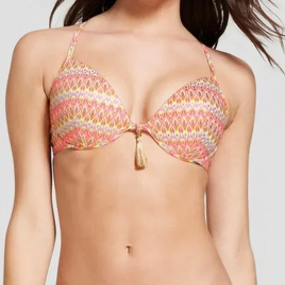 Shade & Shore Bikini Top Pink Chevron