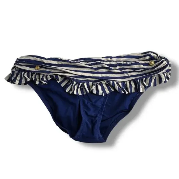 Jessica Simpson Blue Nautical Bathing Suit Bikini Bottoms Medium