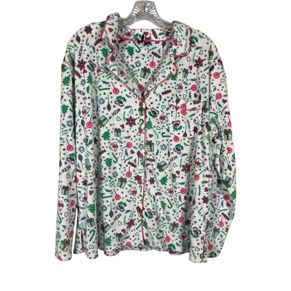 Christmas Pajama Top By Kensie Womens Size XL 100% Polyester Festive Print
