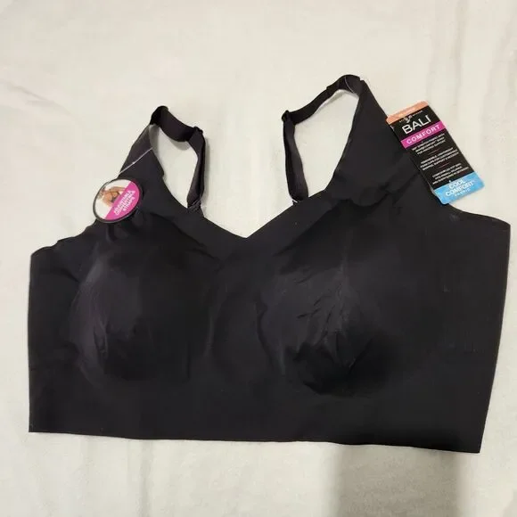 Bali Bra Size 3XL Black Convertible Straps Wireless Stretch Comfort.