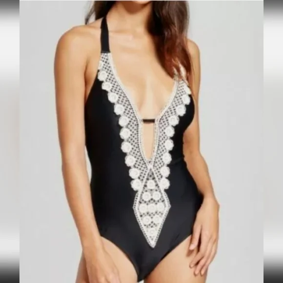 Mossimo Supply Co | Boho One Piece Swimsuit with Plunging V-Neck
