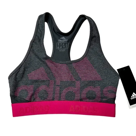 NWT Adidas Climacool Alphaskin Techfit Compression Logo Sports Bra Women’s XS