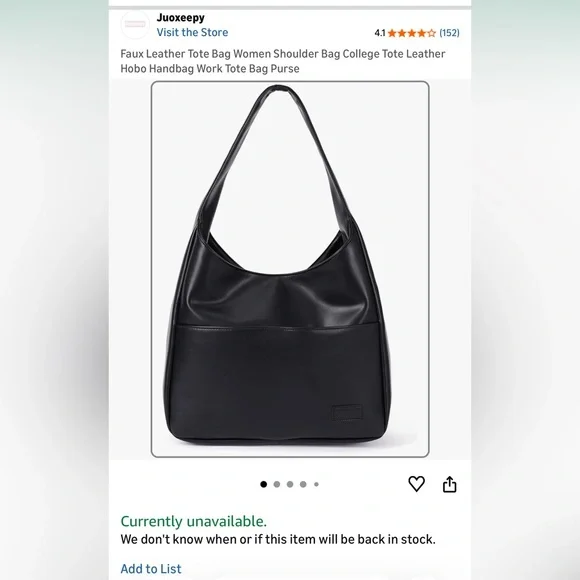 Faux leather tote bag women shoulder bag college tote leather hobo handbag work