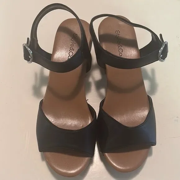 Style & Co. Black and Brown Sandals with Ankle Strap
