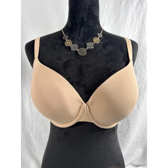 Women's Skims Underwire Unlined Bra 36DDD Tan Lace Trim RN 158973