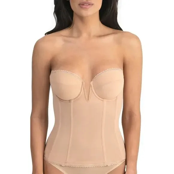 Dominique 34B Mocha Vivienne Convertible Strapless V Wire Longline Corset Bra