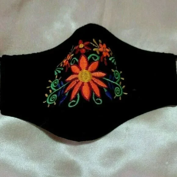 Mexican Embroidered Handmade Face Mask Cubrebocas Artesanal Triple Layer…