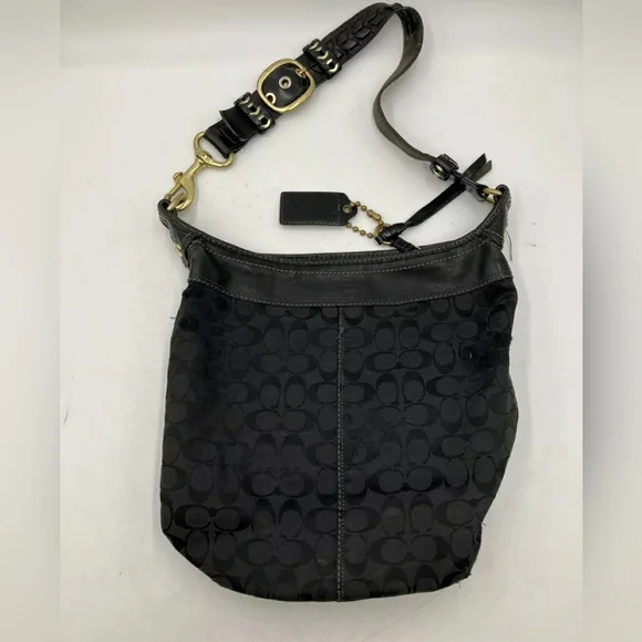 COACH Designer Bleecker Vintage Y2K Signature Hobo Bucket Shoulder Bag Purse