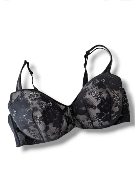 Cacique Balconette Underwire Bra 46DD Black Nude Lightly Padded‎ Cu…