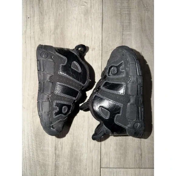 Nike Air More Uptempo Mid Black Anthracite‎ - FQ7733-001 Kids Shoes Size 5c